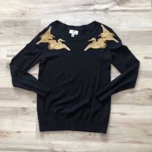 Altuzarra Black Sweater with Gold Bird Embroidery